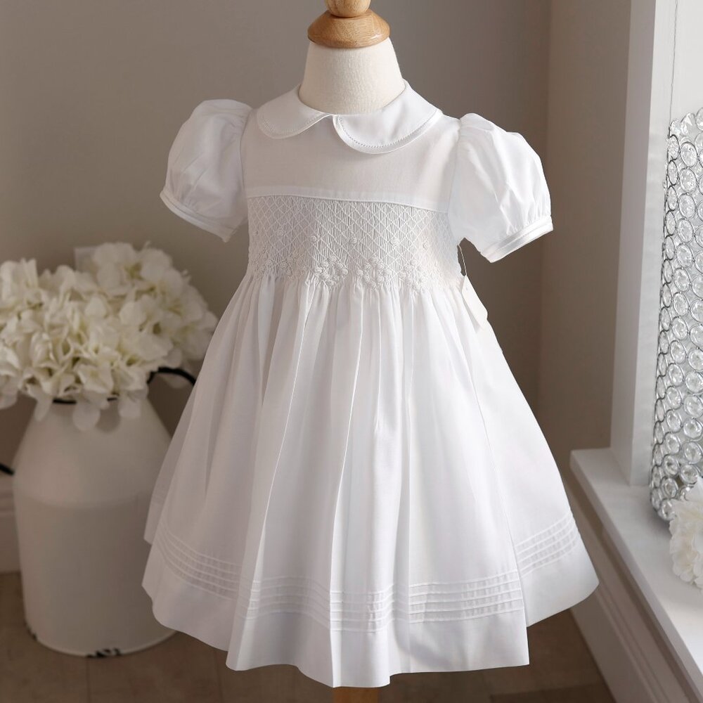 White Dress Smocked FLOWER GIRL Feltman Brothers/Friedknit/Carriage Boutique New